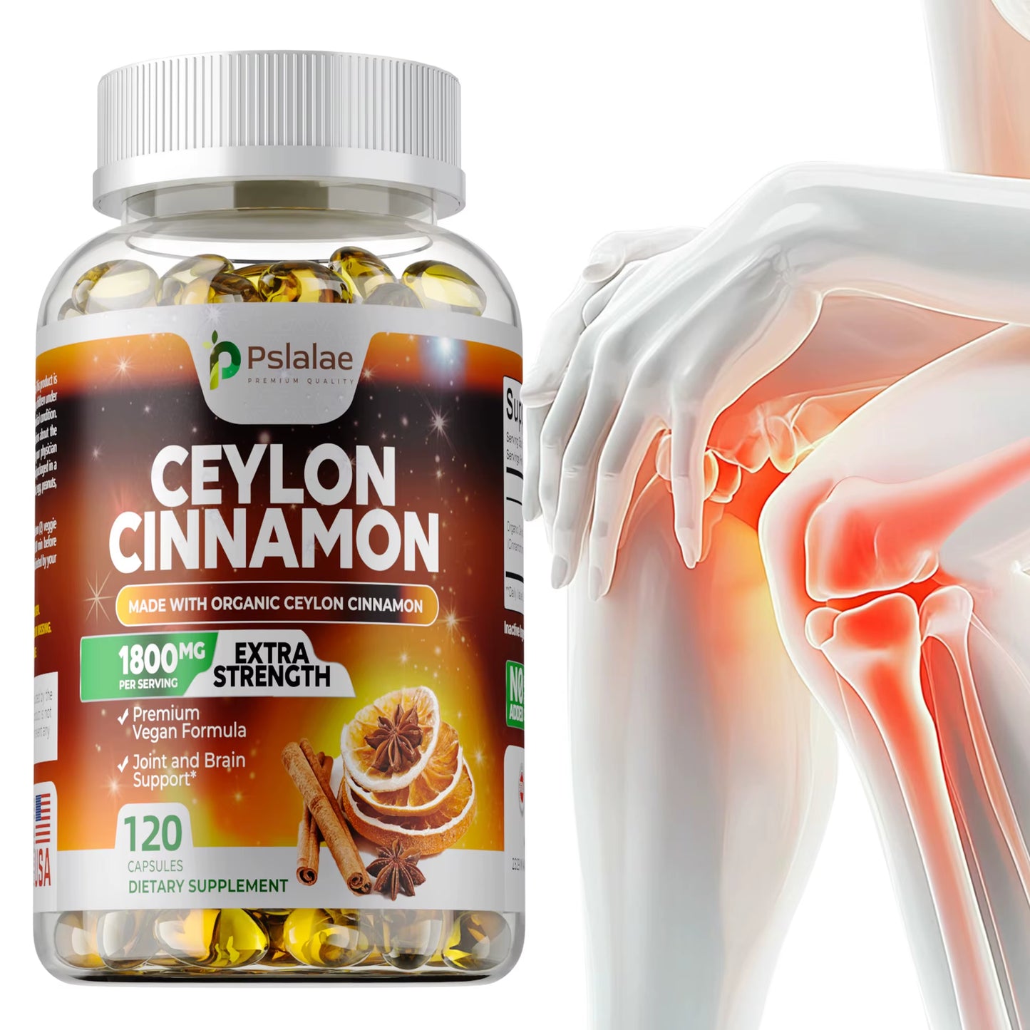 Ceylon Cinnamon 1800 Mg - a Natural Antioxidant That Supports Healthy Circulation, Brain and Joint Function - 120 Capsules