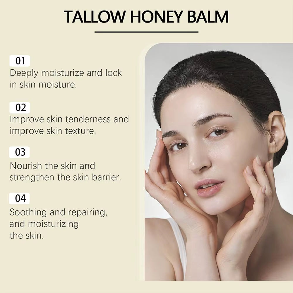 Whipped Beef Tallow Honey Balm Moisturizing Hydrating Face Cream Body Lotion Nourishing Balm Gentle Skin Care for Women