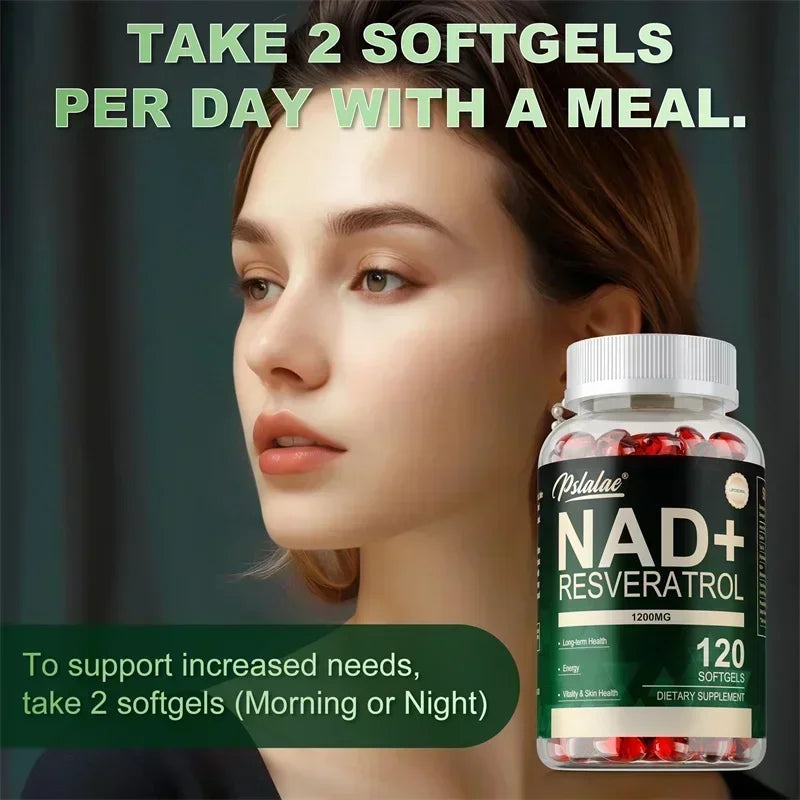 NAD+ Resveratrol - Cellular Health, Healthy Aging, to Support Skin Health, Boost Energy, for Hair, Nails, Skin and Joint Health