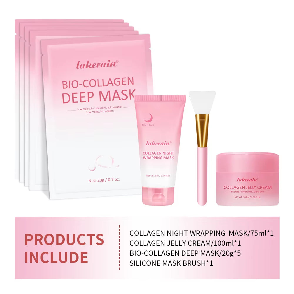 Collagen Skincare Set Hydrolyzed Collagen Facial Mask Peel off Bio-Collagen Deep Mask Hydrating Firming Moisturizing Skincare