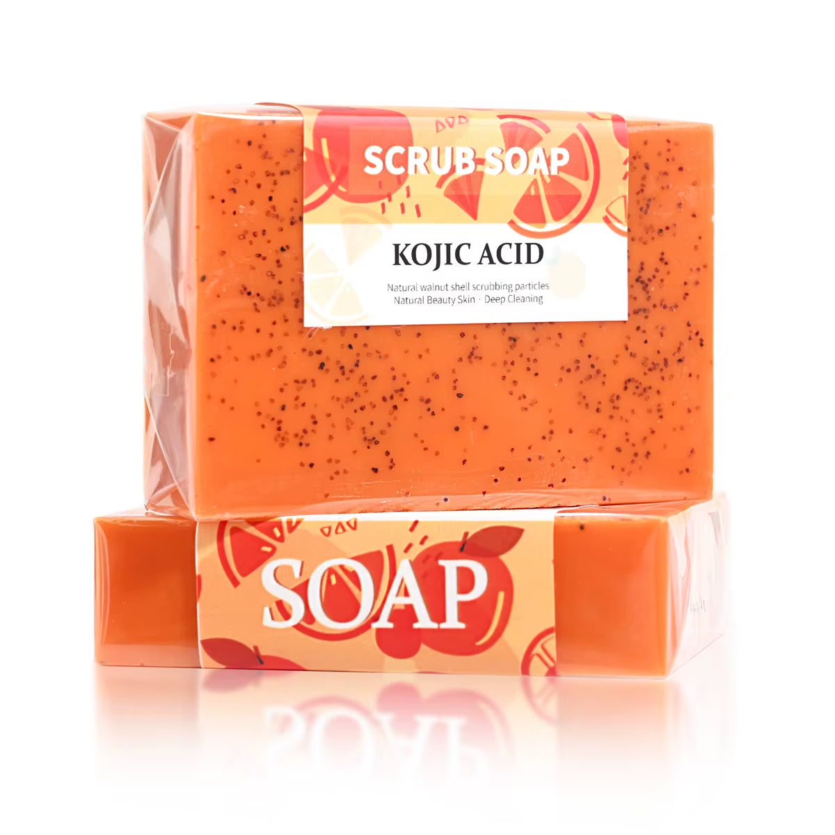 M+100G Customized Natural Organic Shea Butter Kojic Acid Vc Whitening Handmade Scrub Soap, Suitable for Face and Body