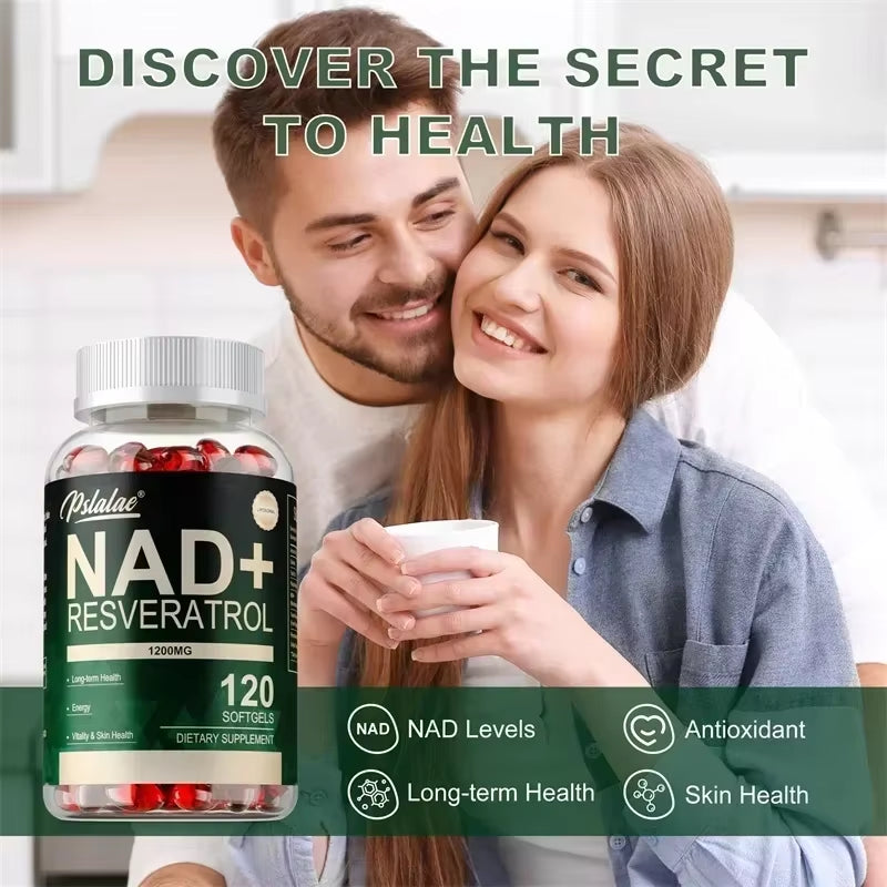 NAD+ Resveratrol - Cellular Health, Healthy Aging, to Support Skin Health, Boost Energy, for Hair, Nails, Skin and Joint Health