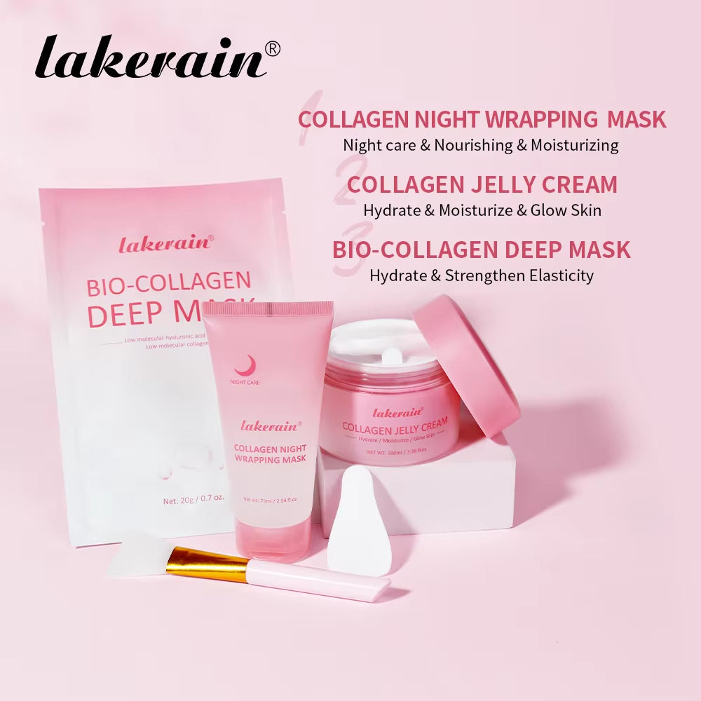 Collagen Skincare Set Hydrolyzed Collagen Facial Mask Peel off Bio-Collagen Deep Mask Hydrating Firming Moisturizing Skincare