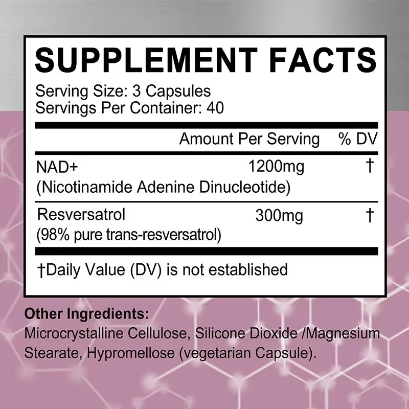 NAD plus Supplement - Natural Energy, Cellular Health, anti Aging, Nad Nicotinamide Riboside
