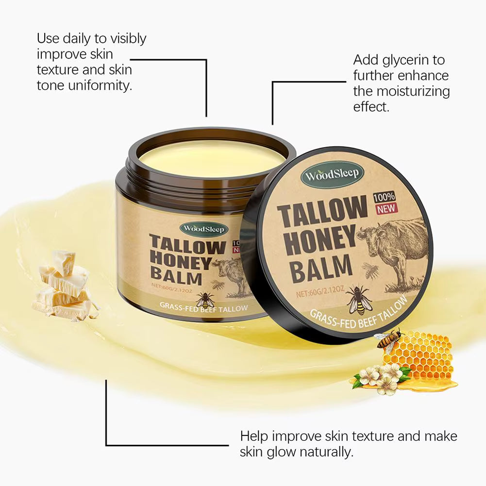 Whipped Beef Tallow Honey Balm Moisturizing Hydrating Face Cream Body Lotion Nourishing Balm Gentle Skin Care for Women