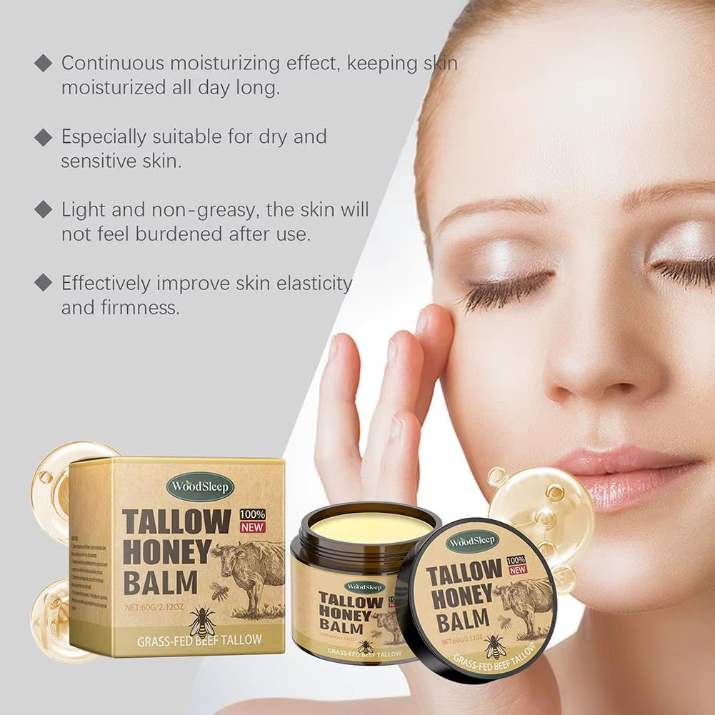 Whipped Beef Tallow Honey Balm Moisturizing Hydrating Face Cream Body Lotion Nourishing Balm Gentle Skin Care for Women