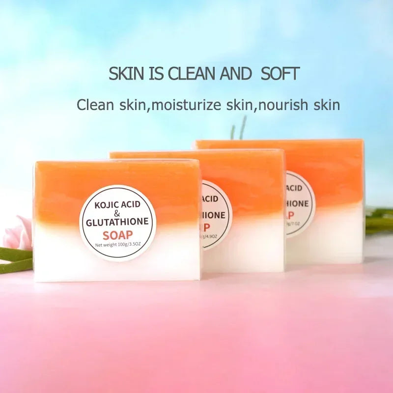 100G Kojic Acid Skin Lightening Soap with Glutathione Handmade Brightening Bleaching Soap for Face 3 Color Options Available