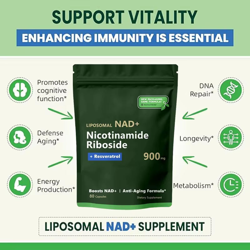 NAD+ Resveratrol Supplements Nad+Anti Aging and Natural Cell Regeneration Capsules