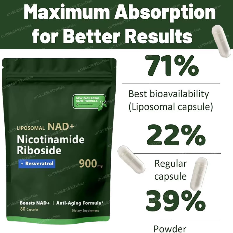 NAD+ Resveratrol Supplements Nad+Anti Aging and Natural Cell Regeneration Capsules