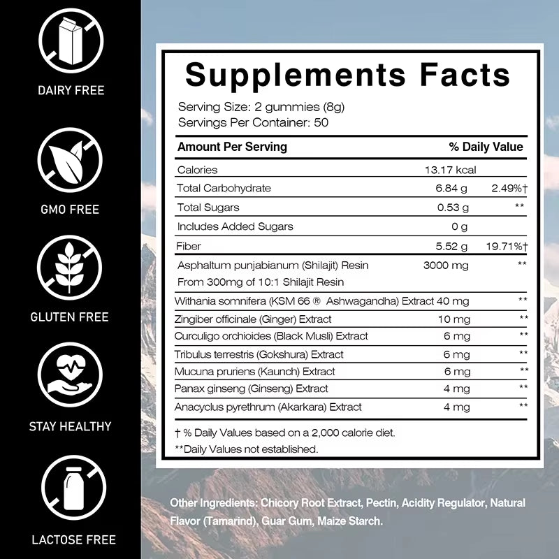 Shilajit Gold Gummies - Immune System, Memory & Brain Health, Accelerate Body Metabolism Energy Production Athletic Performance