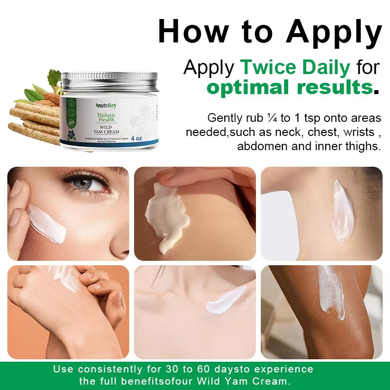Wild Yam Cream Natural Hormonal Balance Bioidentical Estrogen for Women Organic Plant Body Cream Natural Relief for Women Health
