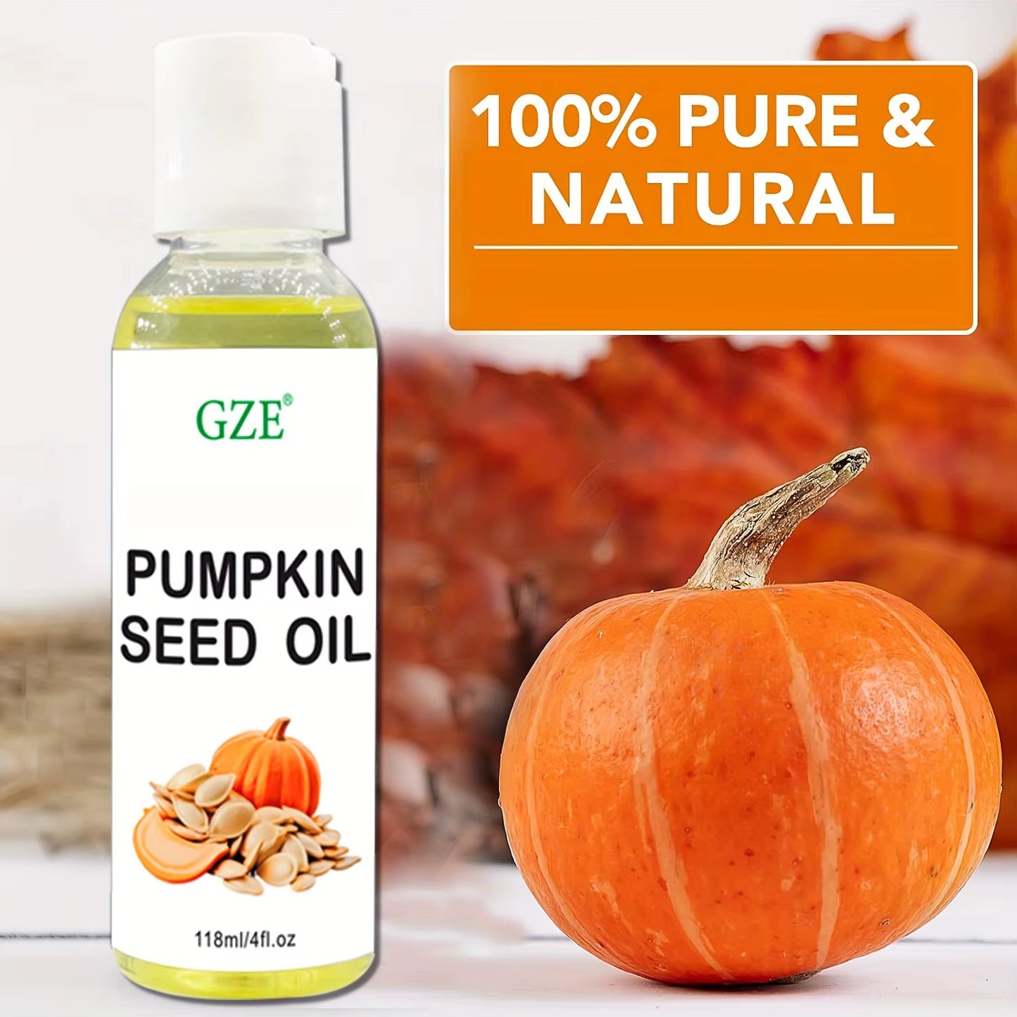 Pumpkin Seed Carrier Oil Organic Pure Natural Cold Pressed Unrefined Oil for Skin, Hair, Body