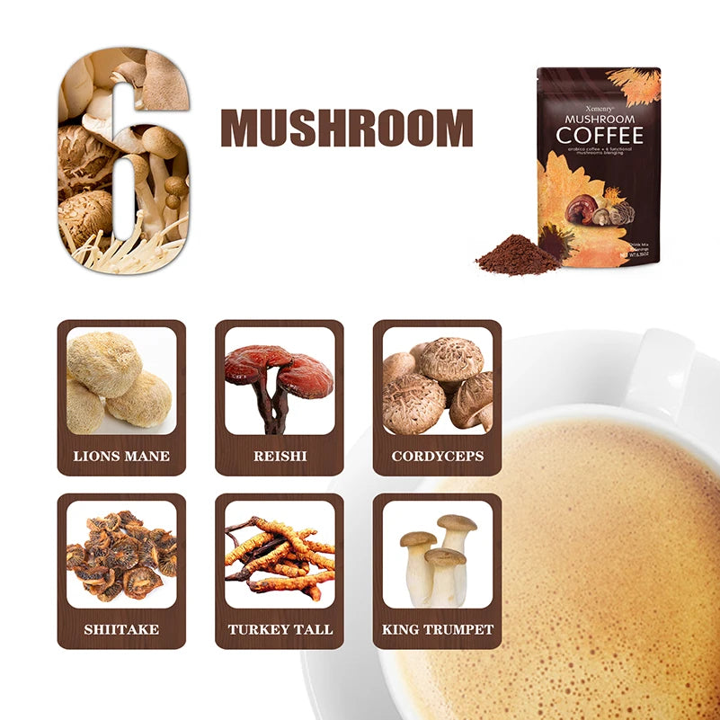 Mushroom Coffee - with Lion'S Mane, Cordyceps, Reishi - Replenish Energy, Improve Concentration, Enhance Immunity - 1 Pack