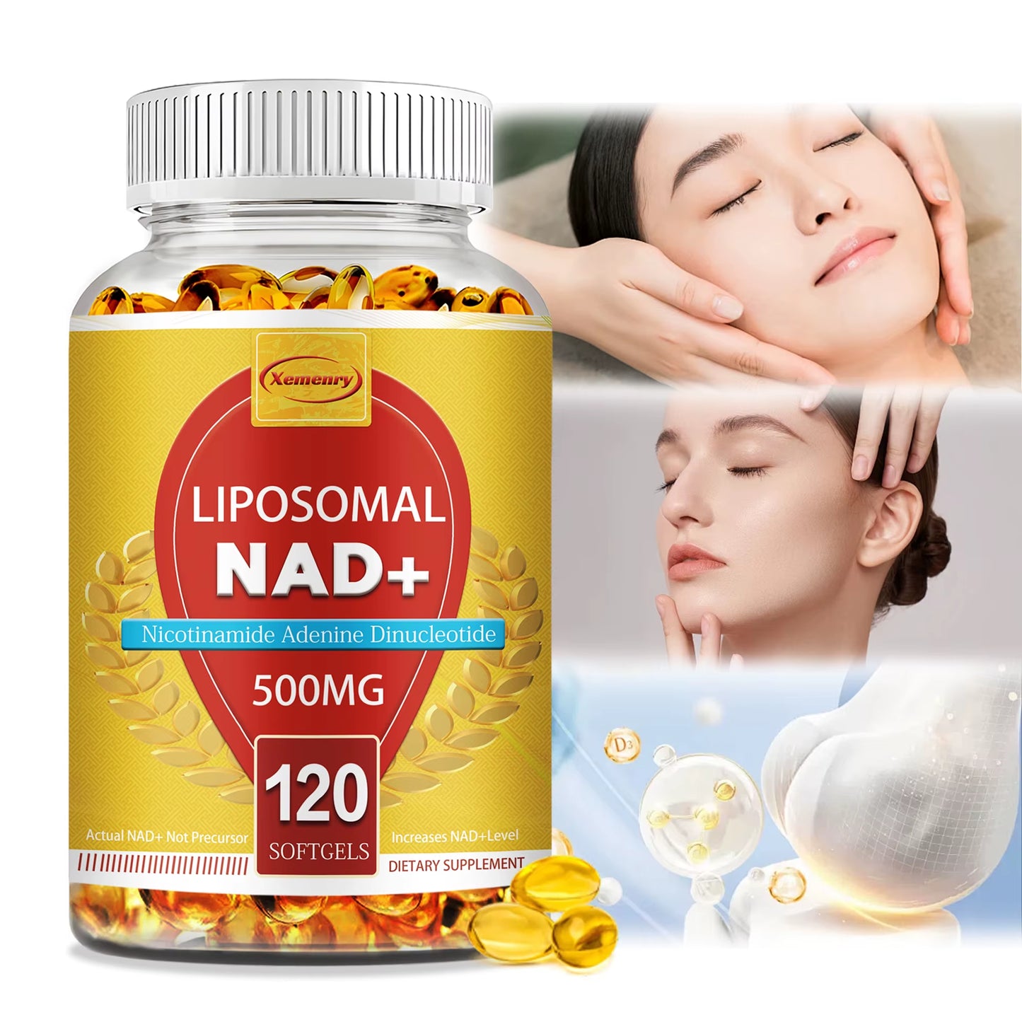 Liposomal NAD+ Capsules - Anti-Aging, Replenish Energy, Enhance Focus, Support Cellular Health - 120 Capsules