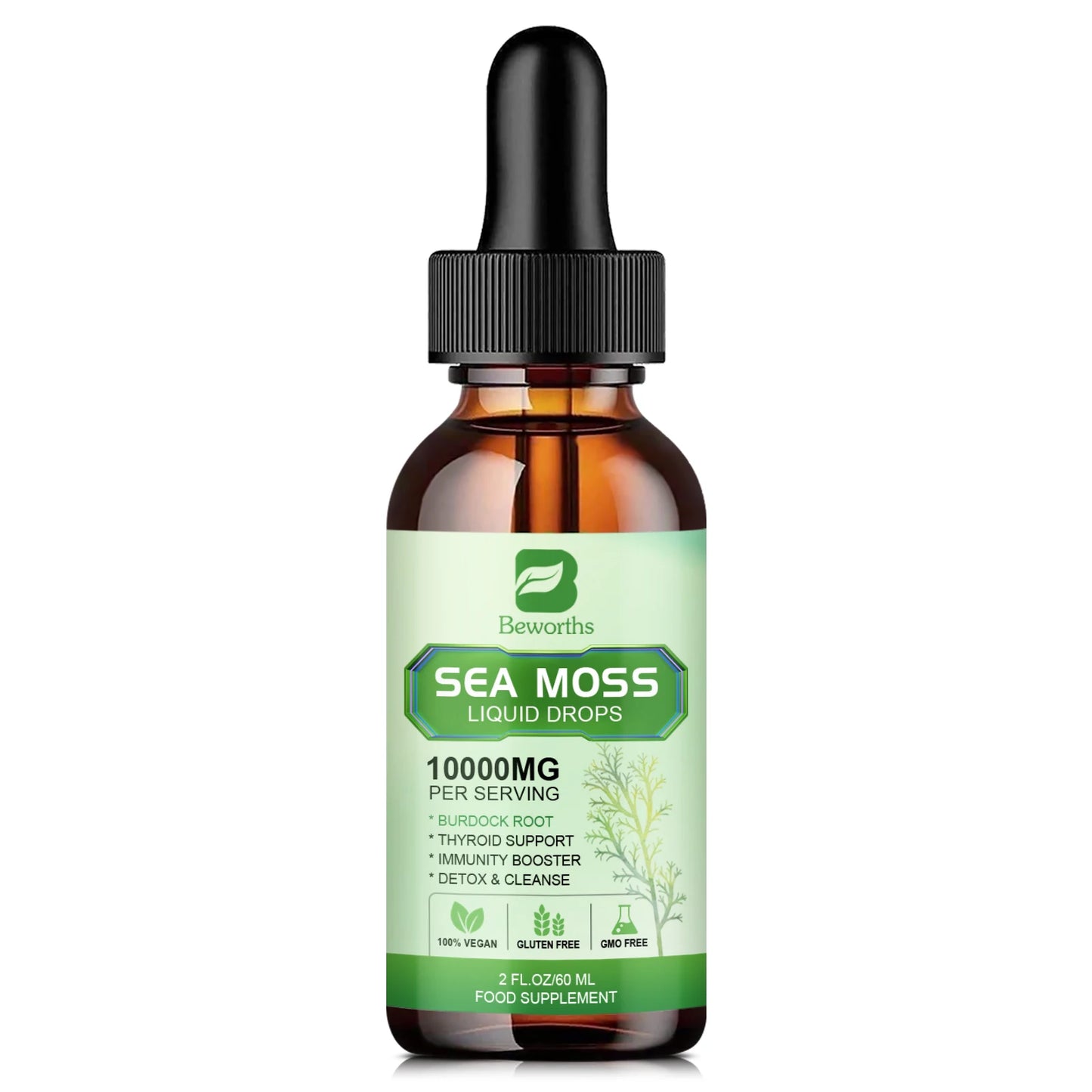 BEWORTHS Vegetarian Diet Organic Sea Moss Capsule Helps Immune System ,Joint Health Intestinal Cleansing Thyroid Supplement