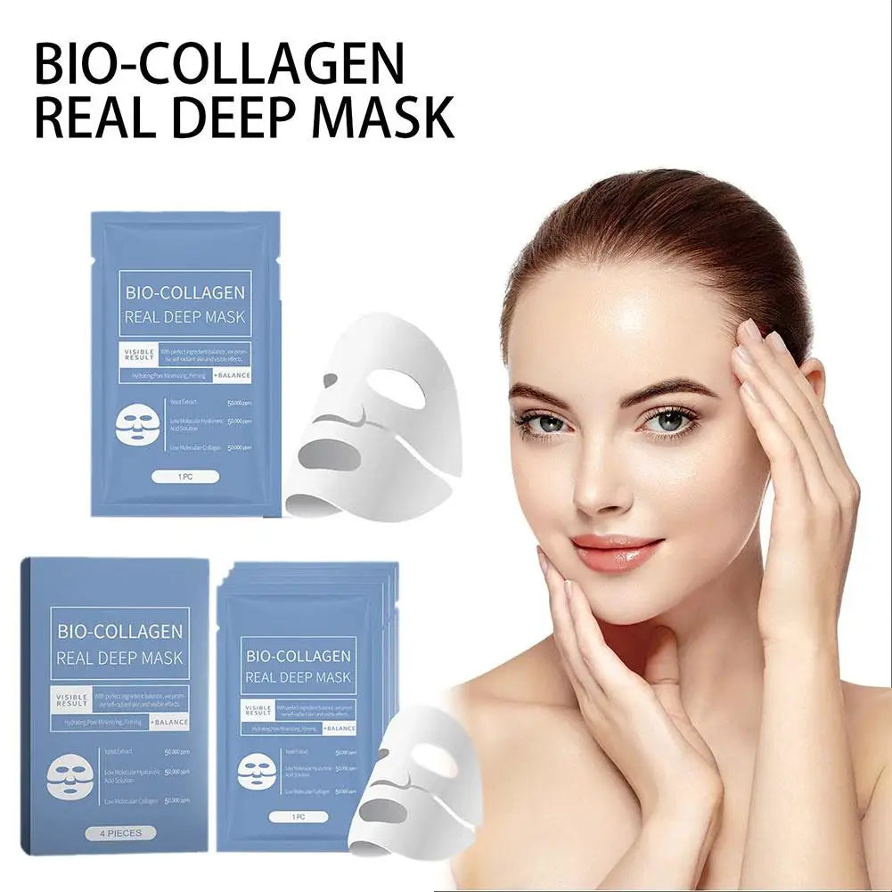 1PC Moisturizing Collagen Mask, Bio-Collagen Deep Rejuvenating Peel Mask, Brightening Films Face Mask Collagen Full Skin of S8A0