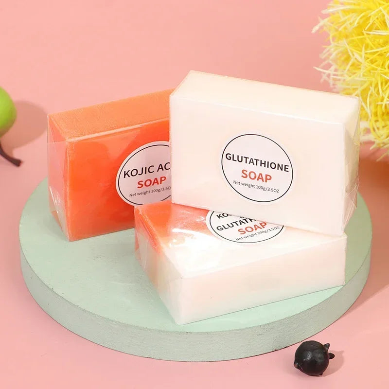 100G Kojic Acid Skin Lightening Soap with Glutathione Handmade Brightening Bleaching Soap for Face 3 Color Options Available
