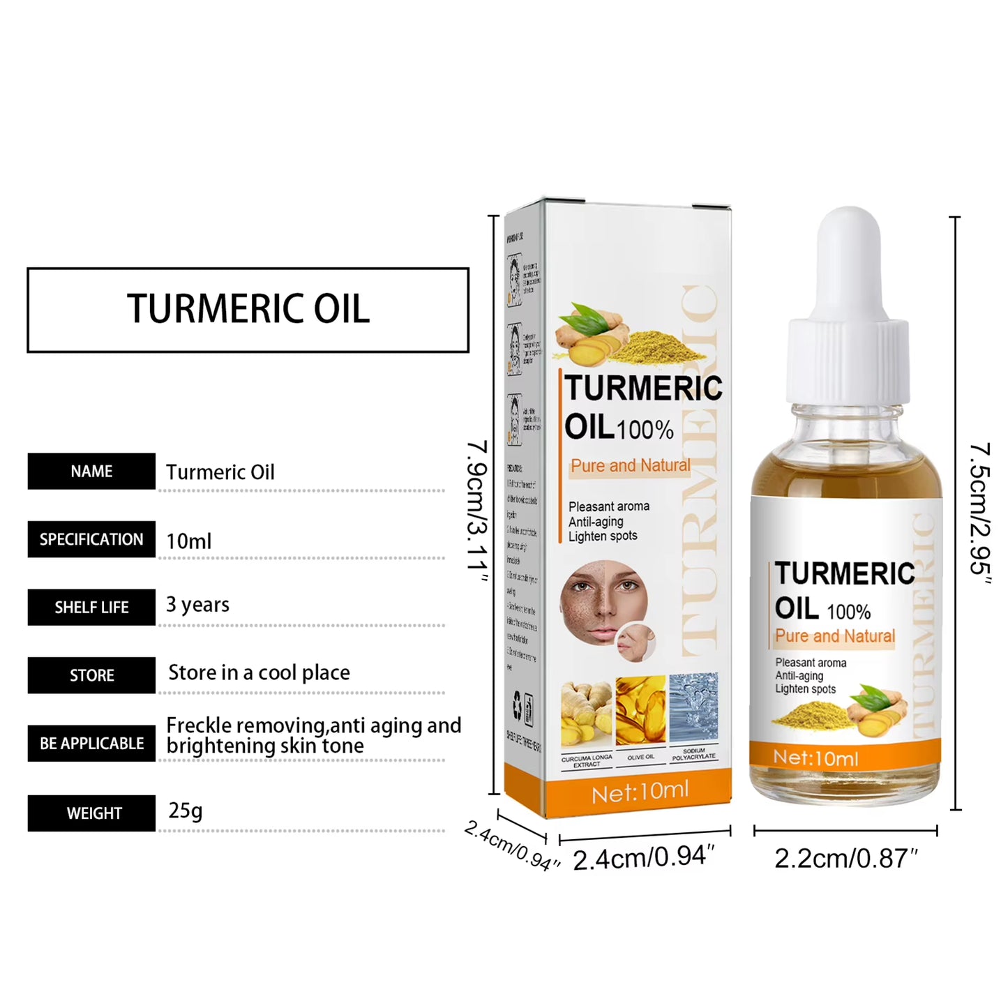 10Ml Turmeric Essential Oil Organic Turmeric Face Oil Organic Turmeric Oil Moisturizing Oil for Reducing Fine Lines And