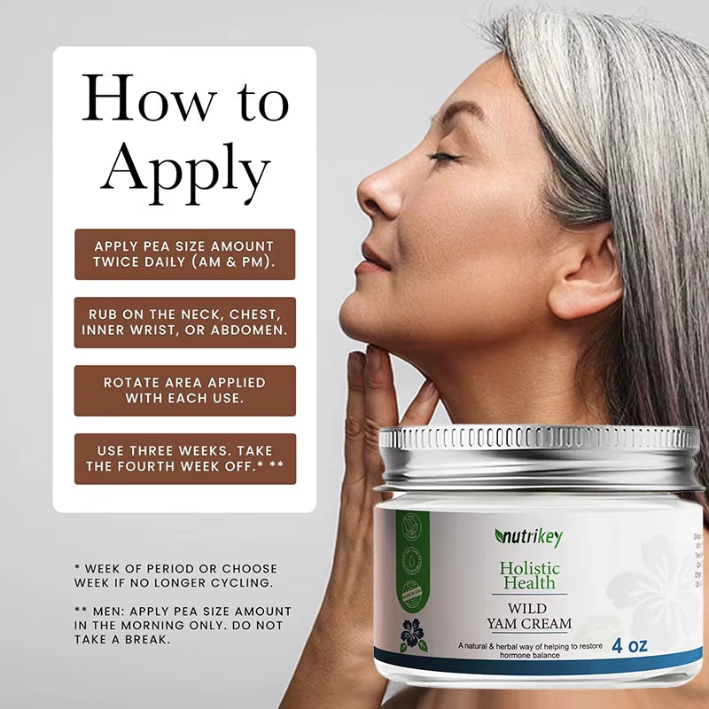 Wild Yam Cream Natural Hormonal Balance Bioidentical Estrogen for Women Organic Plant Body Cream Natural Relief for Women Health