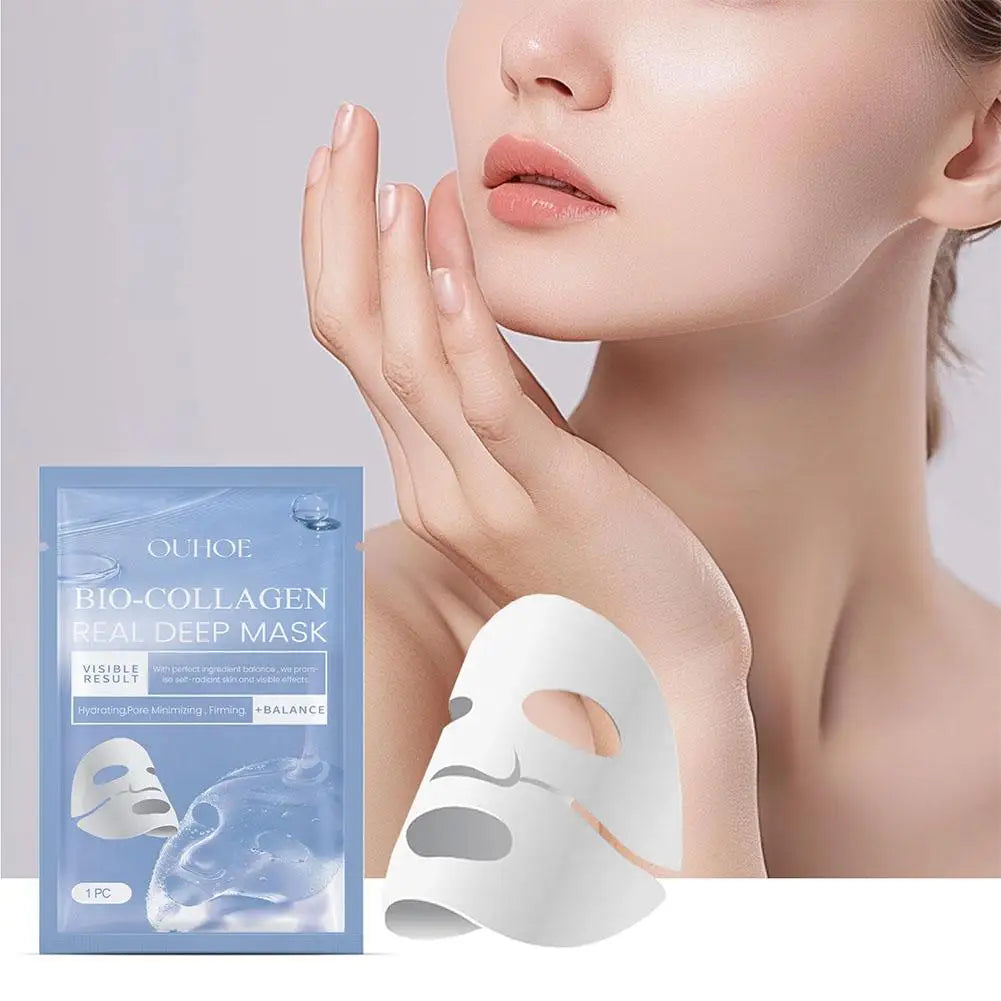 1PC Moisturizing Collagen Mask, Bio-Collagen Deep Rejuvenating Peel Mask, Brightening Films Face Mask Collagen Full Skin of S8A0