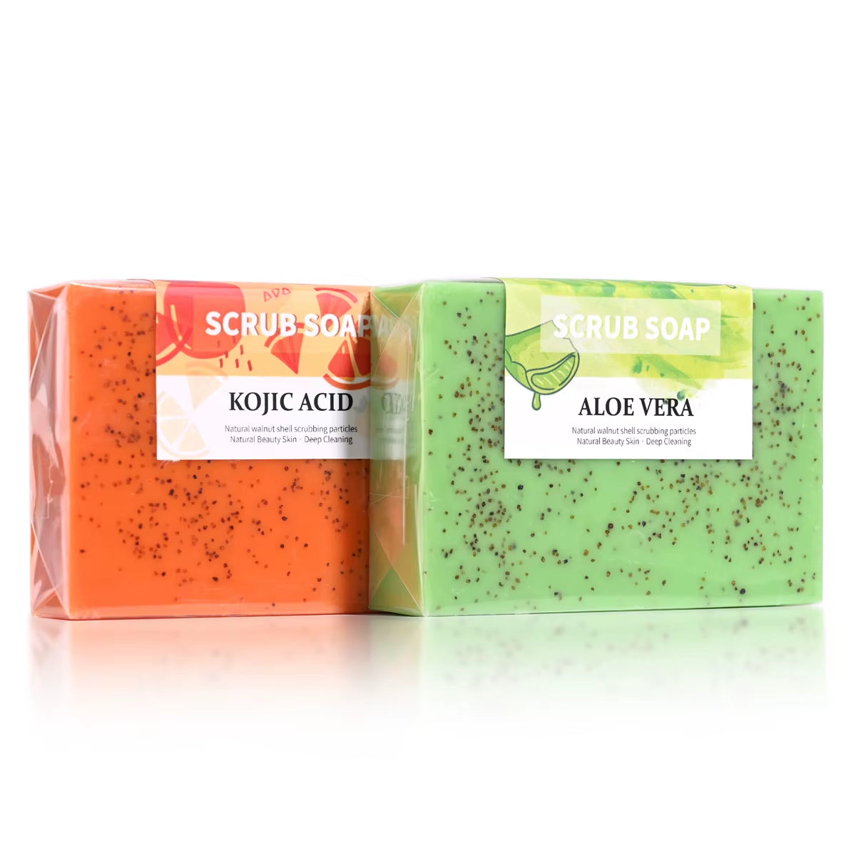 M+100G Customized Natural Organic Shea Butter Kojic Acid Vc Whitening Handmade Scrub Soap, Suitable for Face and Body