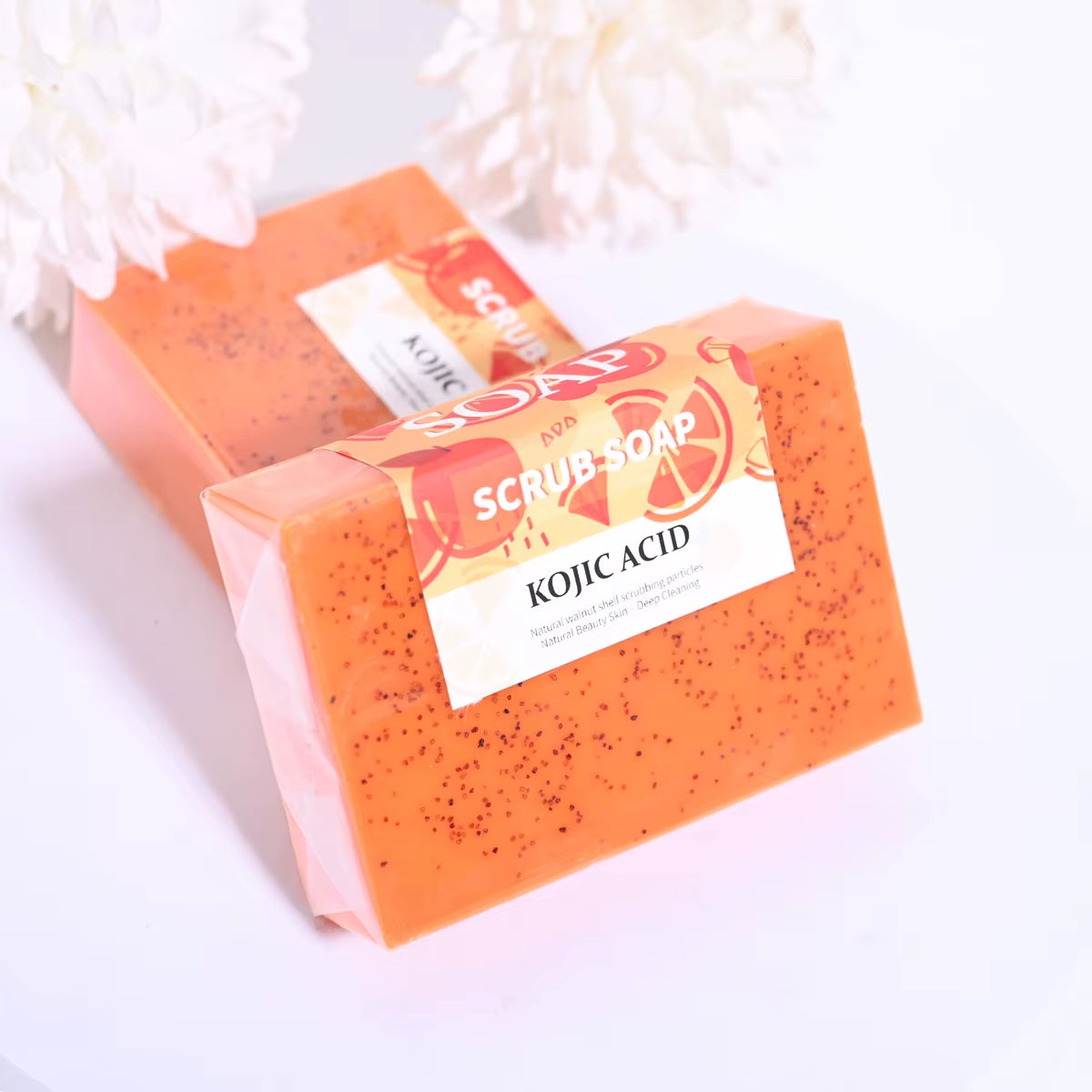 M+100G Customized Natural Organic Shea Butter Kojic Acid Vc Whitening Handmade Scrub Soap, Suitable for Face and Body