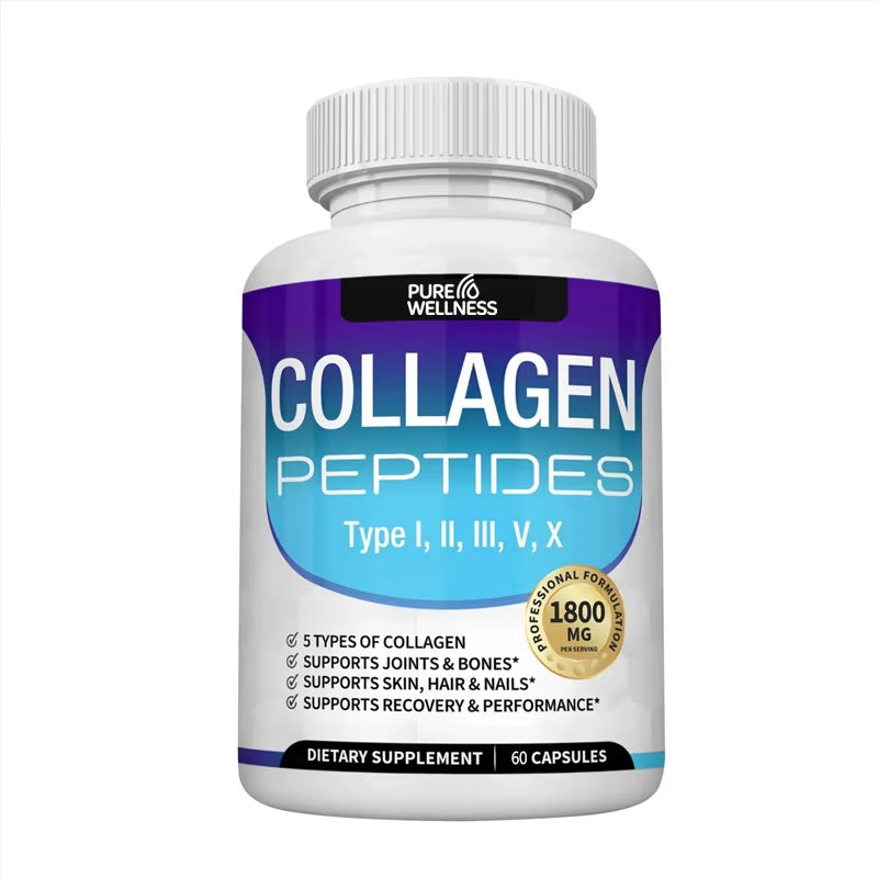 Collagen Peptides 1800Mg - Hair & Skin , Anti-Aging - Types I,Ii,Iii,V,X, Joint and Bone