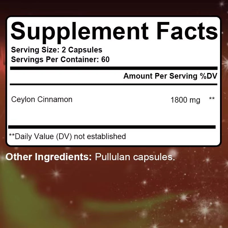 Ceylon Cinnamon 1800 Mg - a Natural Antioxidant That Supports Healthy Circulation, Brain and Joint Function - 120 Capsules