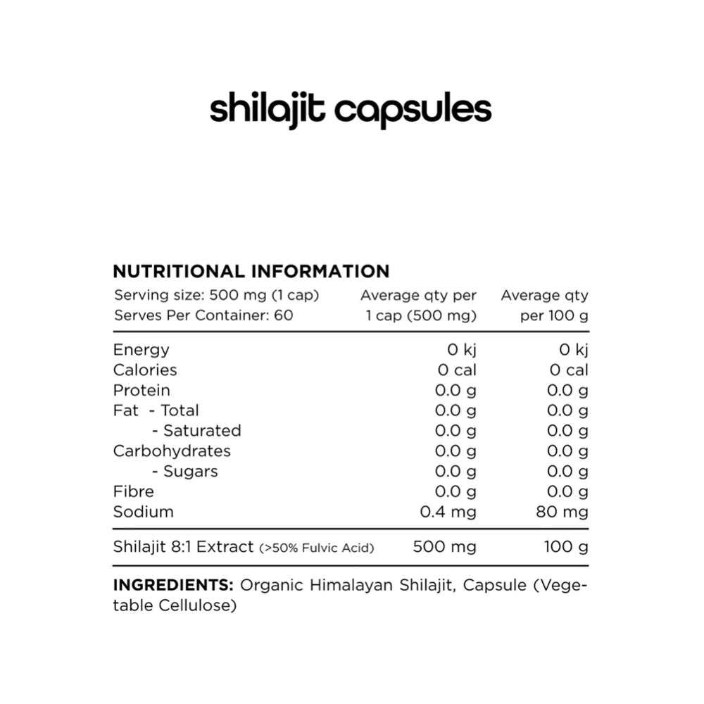 Shilajit Organic Himalayan Shilajit 8:1 60 Caps