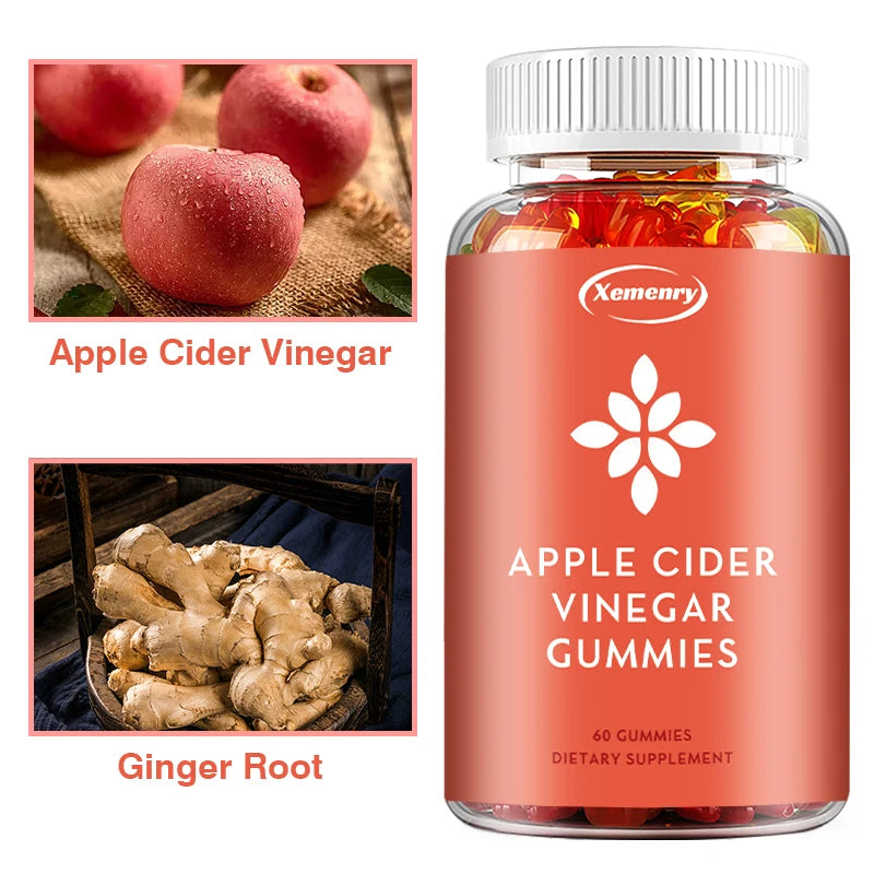 Pure ACV Apple Cider Vinegar Gummies - Accelerate Weight Loss, Whiten Skin, Support Natural Digestion - 60 Gummies