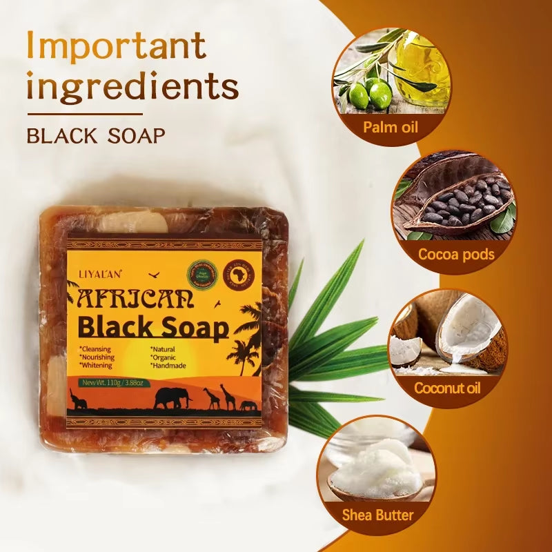 Revitalize Your Skin with 100G Natural African Black Soap Infused with Organic Shea Butter - The Ultimate Acne Treatment and Moisturizing Handmade Body Bath