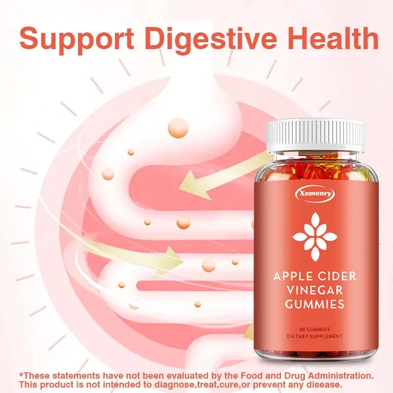 Pure ACV Apple Cider Vinegar Gummies - Accelerate Weight Loss, Whiten Skin, Support Natural Digestion - 60 Gummies