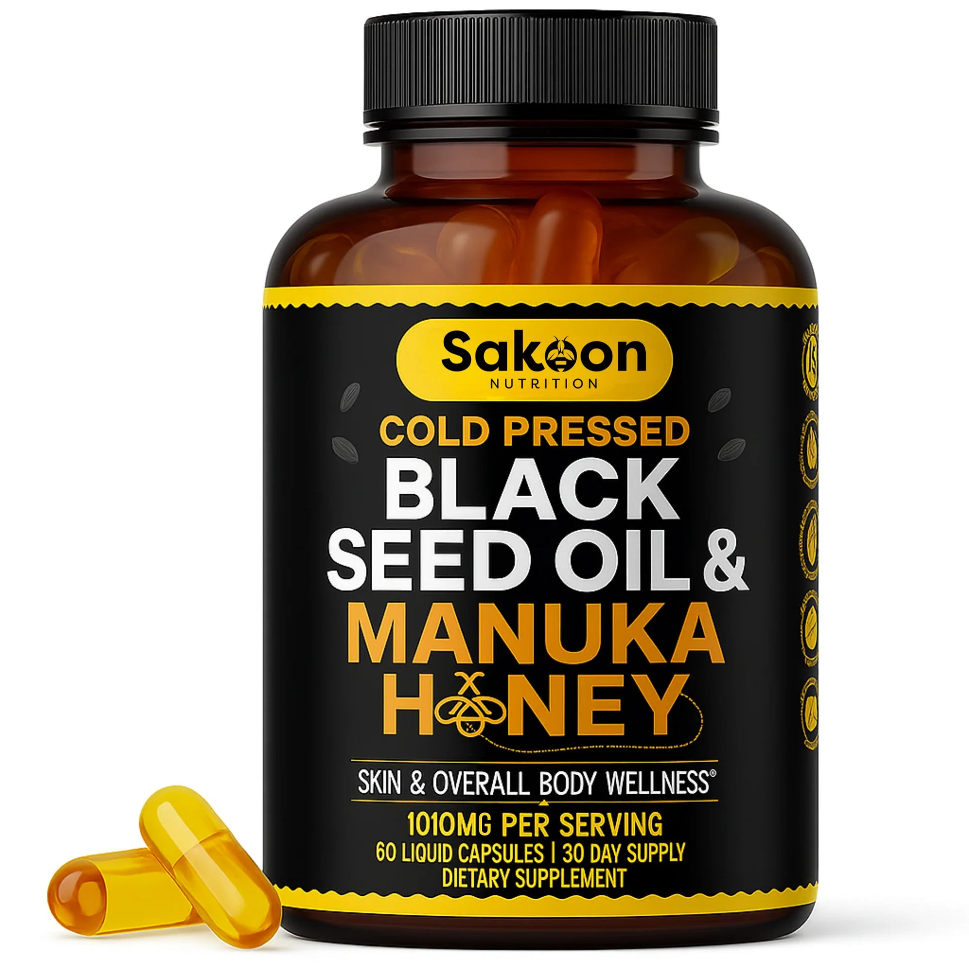 Revitalize Your Health with Black Seed Oil & Manuka Honey Capsules - 1000mg of Pure Wellness in Every Dose!