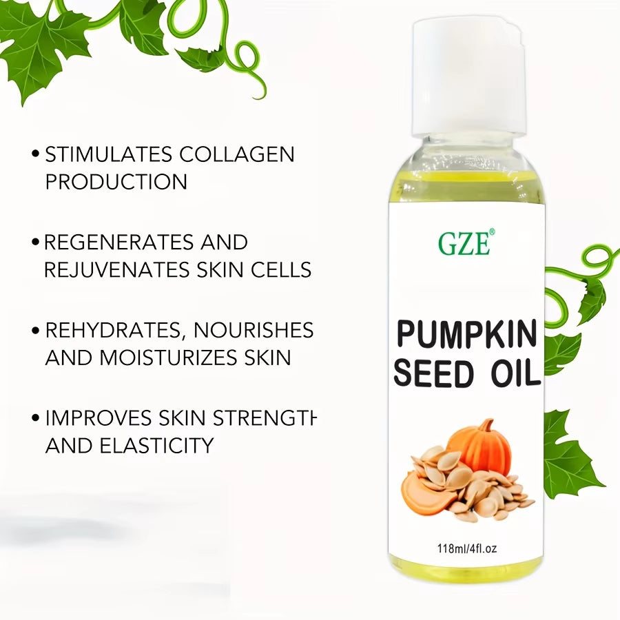 Pumpkin Seed Carrier Oil Organic Pure Natural Cold Pressed Unrefined Oil for Skin, Hair, Body