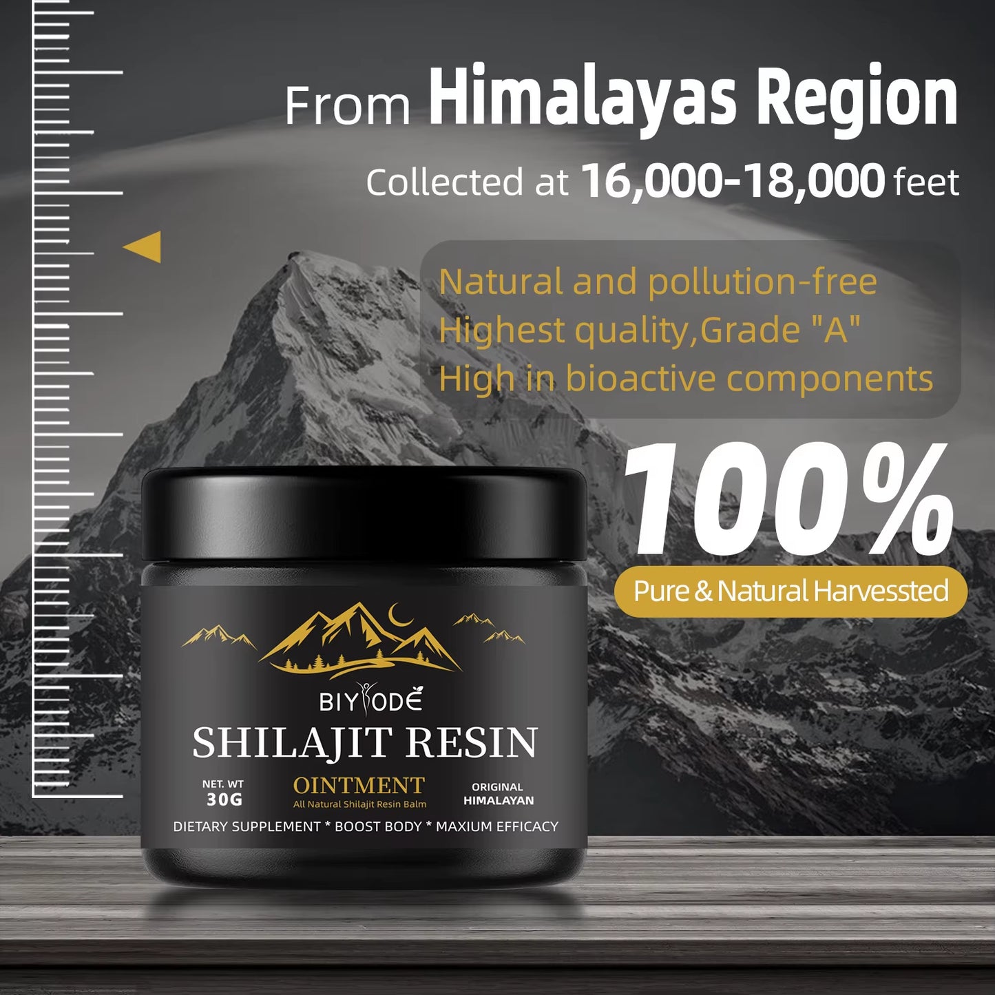 Pure Himalayan Shilajit Resin 30G with Spoon - 600Mg Natural Organic Shilajit Resin with 85+ Trace Minerals & Fulvic Acid