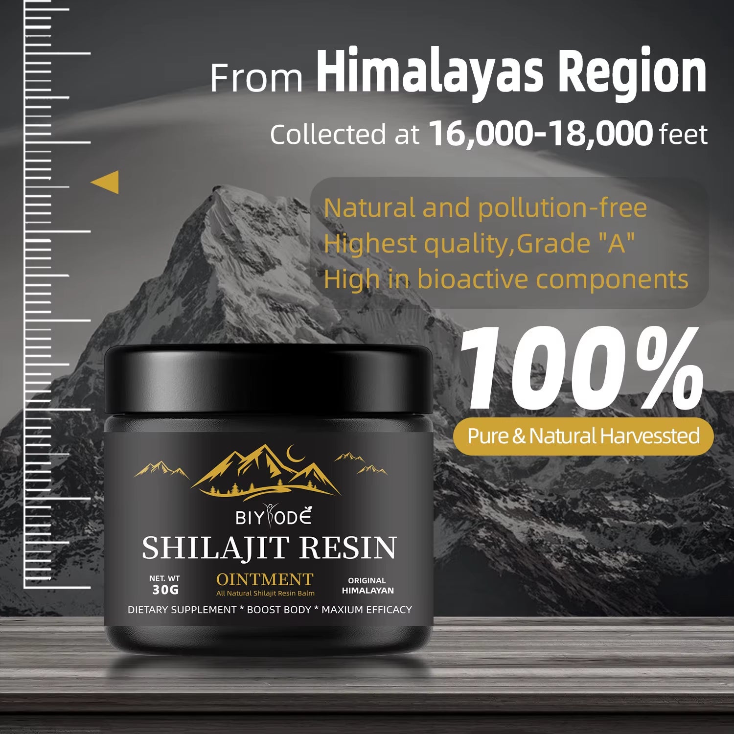 Pure Himalayan Shilajit Resin 30G with Spoon - 600Mg Natural Organic Shilajit Resin with 85+ Trace Minerals & Fulvic Acid