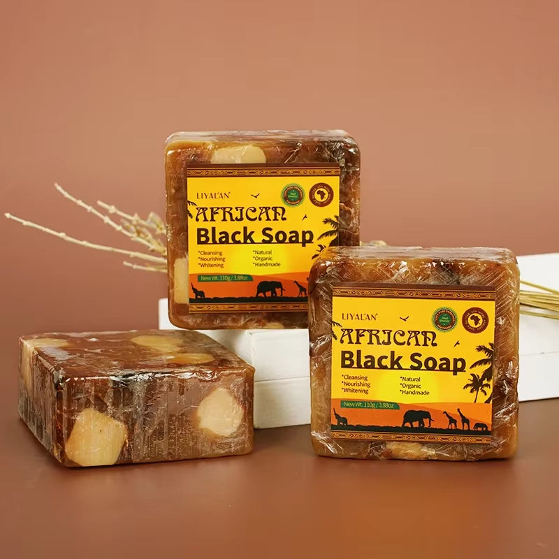 Revitalize Your Skin with 100G Natural African Black Soap Infused with Organic Shea Butter - The Ultimate Acne Treatment and Moisturizing Handmade Body Bath