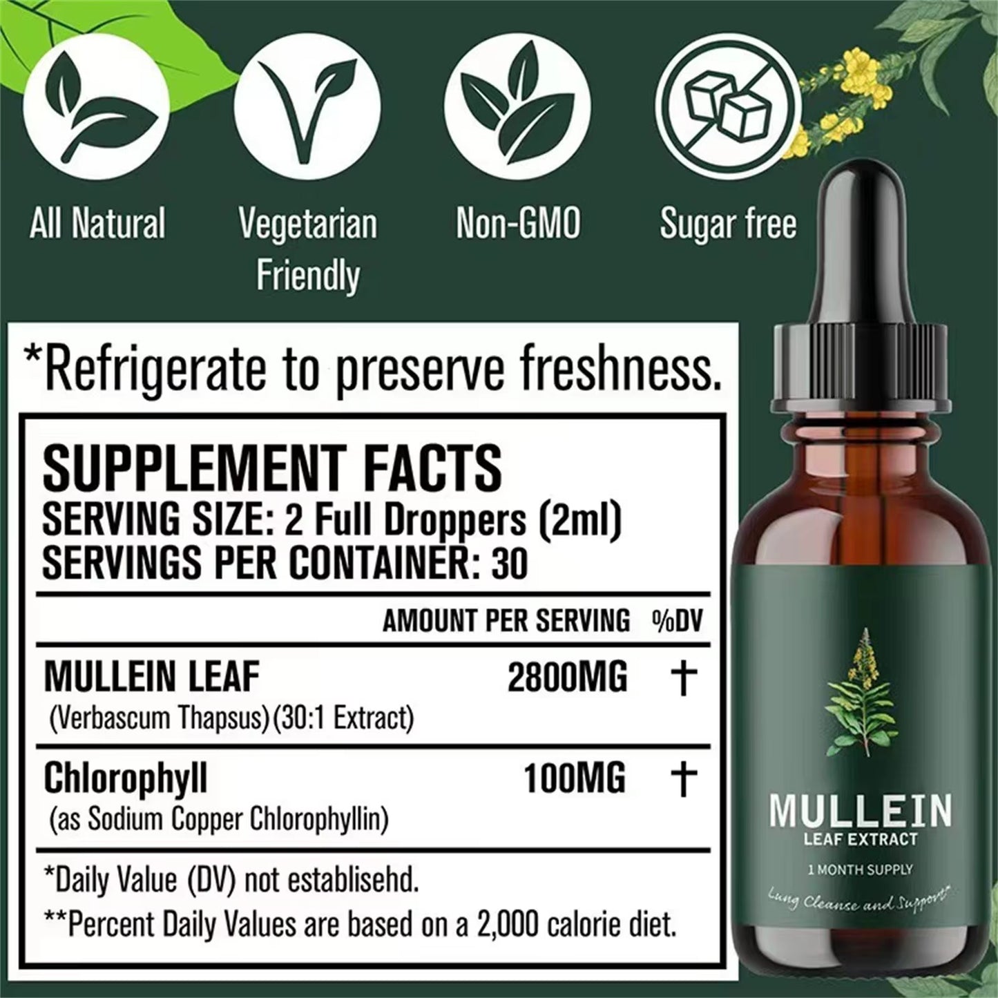 Mullein Leaf Extract - Support Nose Cleanse & Respiratory Function for Healthy Breathing - Natural Supplement-30Ml