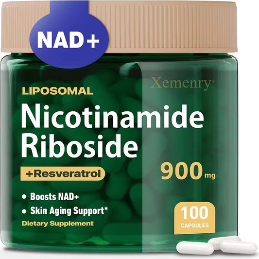 NAD+ Supplement - Anti-Aging, Energy - Liposomal Nicotinamide Riboside Capsules 900Mg with Resveratrol & Quercetin Capsules