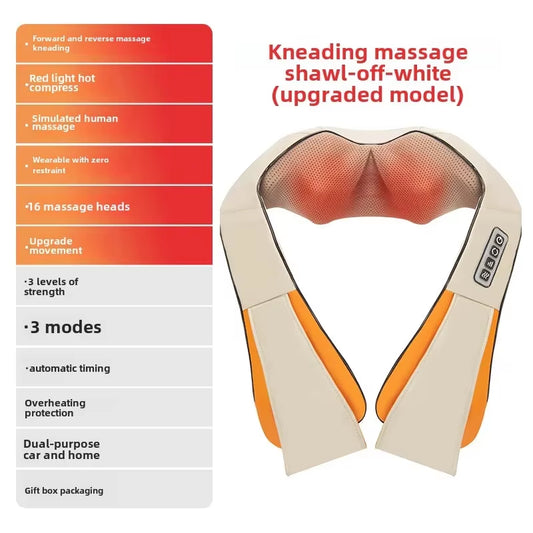4D Shiatsu Neck and Shoulder Massager with Heat Electric Back Massagers Kneading Massage Pillow Full Body Muscle Home Car Use