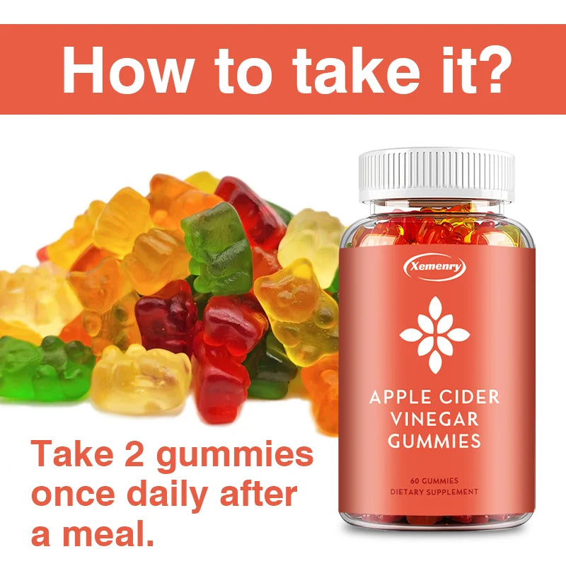 Pure ACV Apple Cider Vinegar Gummies - Accelerate Weight Loss, Whiten Skin, Support Natural Digestion - 60 Gummies