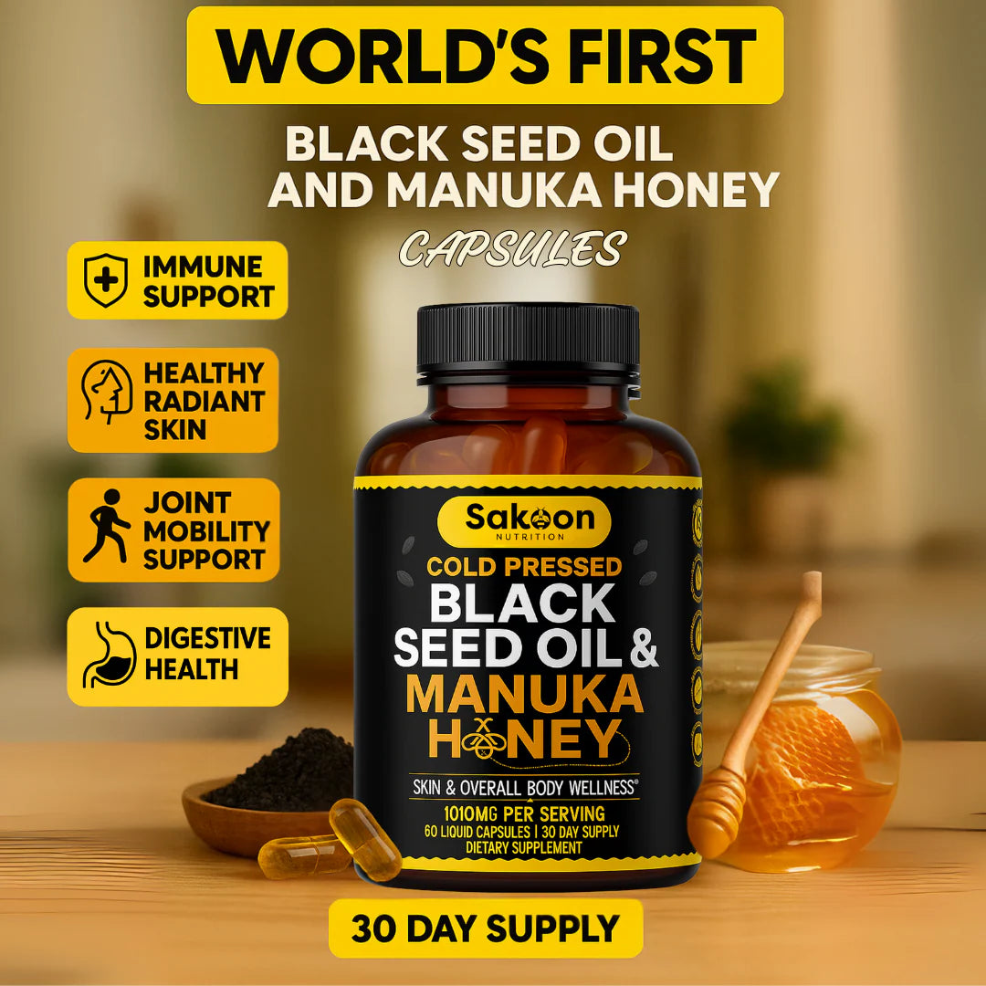 Revitalize Your Health with Black Seed Oil & Manuka Honey Capsules - 1000mg of Pure Wellness in Every Dose!