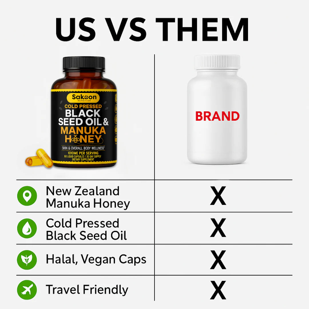 Revitalize Your Health with Black Seed Oil & Manuka Honey Capsules - 1000mg of Pure Wellness in Every Dose!