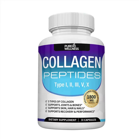 Collagen Peptides 1800Mg - Hair & Skin , Anti-Aging - Types I,Ii,Iii,V,X, Joint and Bone