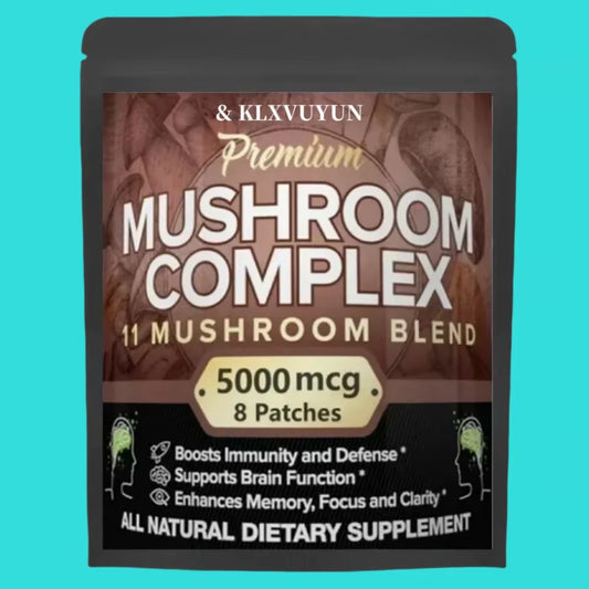 7-Blend Lions Mushroom Supplement with Cordyceps Chaga Reishi Turkey Tail Maitake Shiitake - Transdermal Patches Made in USA
